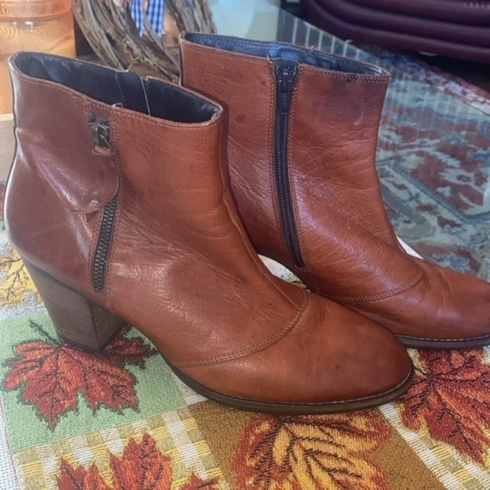 PAUL GREEN Brown Leather Ankle Boots for Women